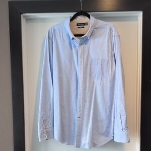 Nautica Men's Light Blue and white Striped Oxford Button-Down Dress Shirt